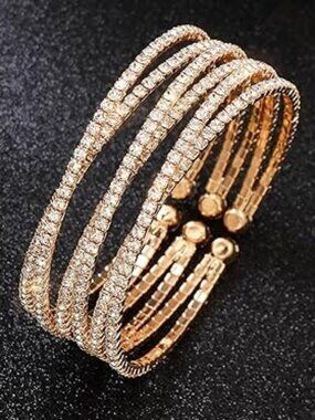Multi Layer Crystal Cuff Bracelet Stunning Layered Look